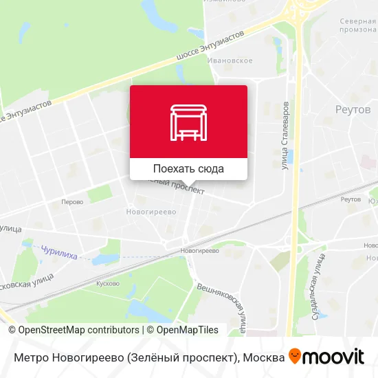 Карта Метро Новогиреево (Зелёный проспект)