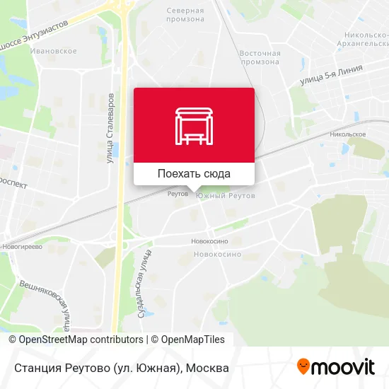 Карта Станция Реутово (ул. Южная)