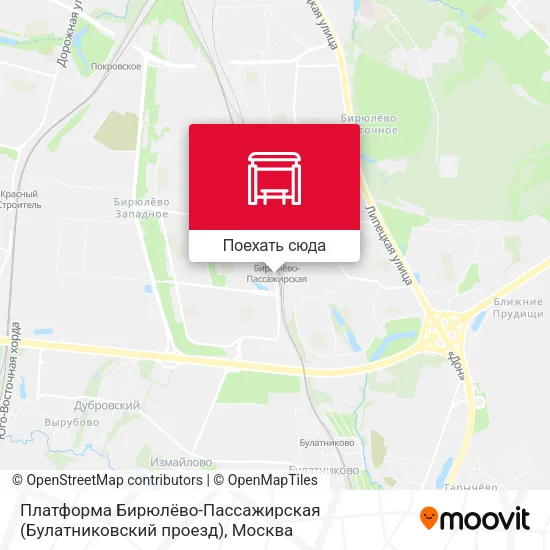 Карта Платформа Бирюлёво-Пассажирская (Булатниковский проезд)