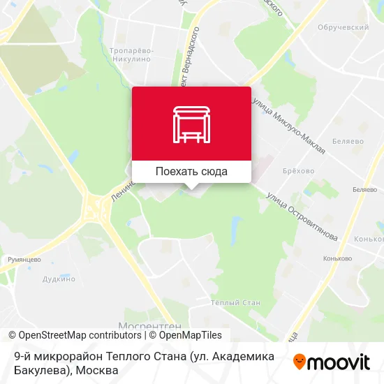 Карта 9-й микрорайон Теплого Стана (ул. Академика Бакулева)