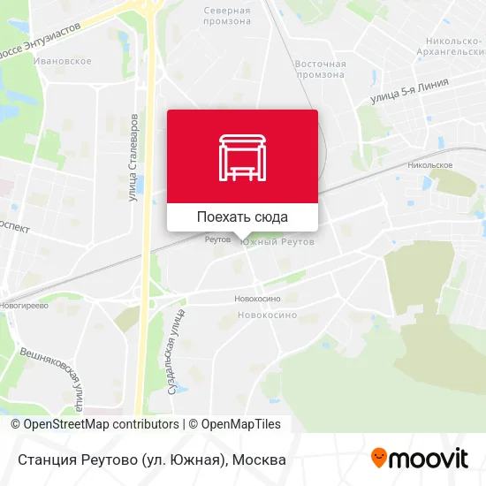 Карта Станция Реутово (ул. Южная)