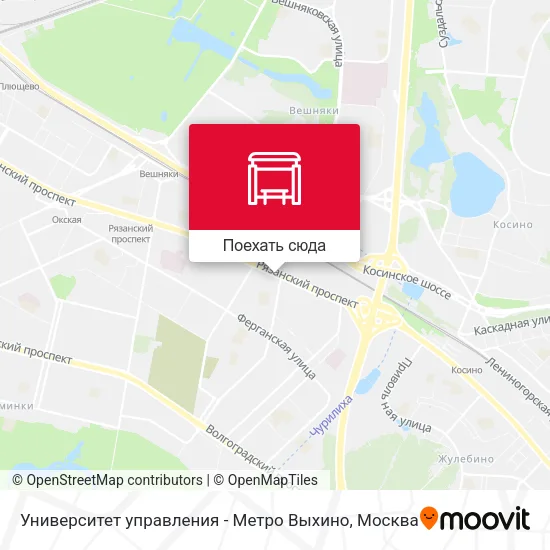 Карта Университет управления - Метро Выхино