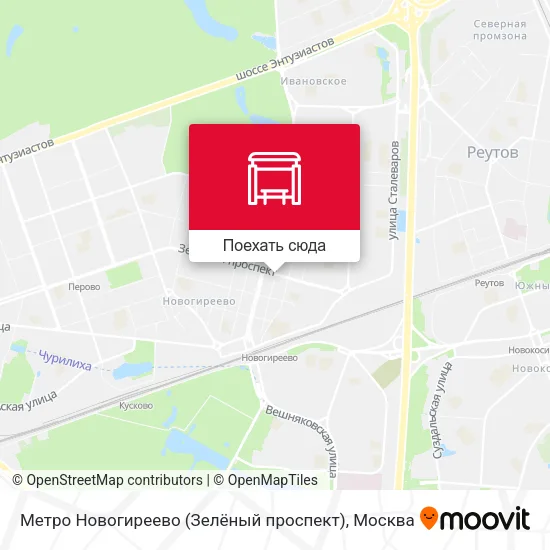 Карта Метро Новогиреево (Зелёный проспект)