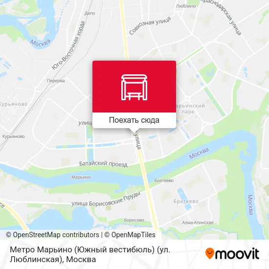 Карта Метро Марьино (Южный вестибюль) (ул. Люблинская)