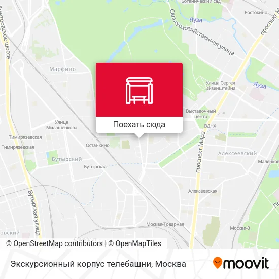 Карта Экскурсионный корпус телебашни