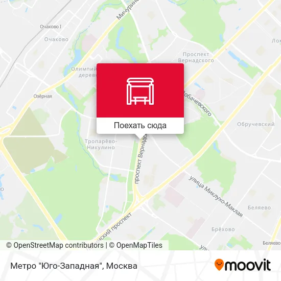 Карта Метро "Юго-Западная"