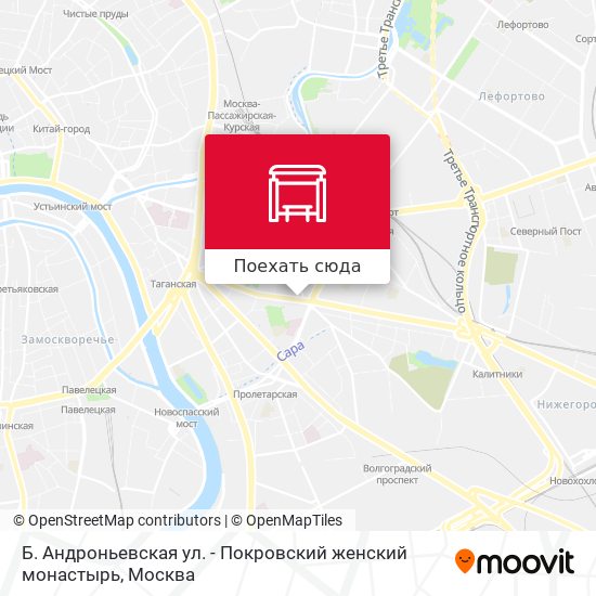 Карта Б. Андроньевская ул. - Покровский женский монастырь