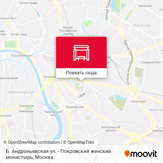 Карта Б. Андроньевская ул. - Покровский женский монастырь