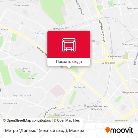 Карта Метро "Динамо" (южный вход)