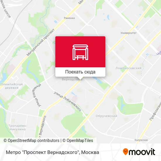 Карта Метро "Проспект Вернадского"