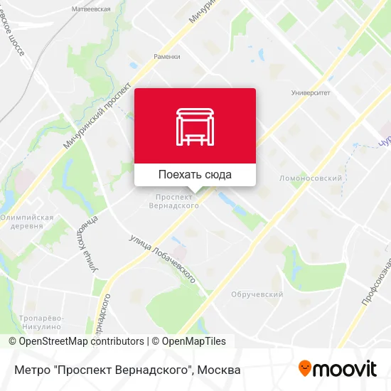 Карта Метро "Проспект Вернадского"
