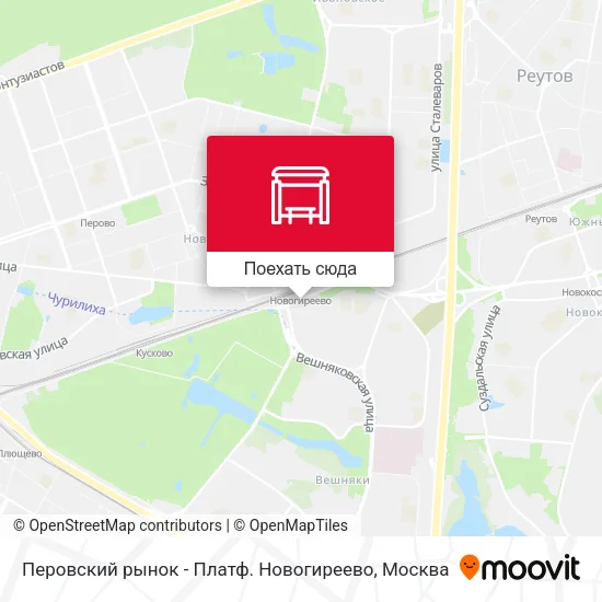Карта Перовский рынок - Платф. Новогиреево