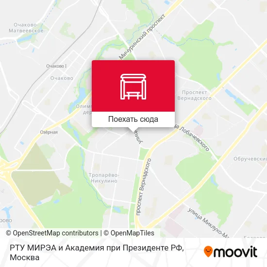Карта РТУ МИРЭА и Академия при Президенте РФ