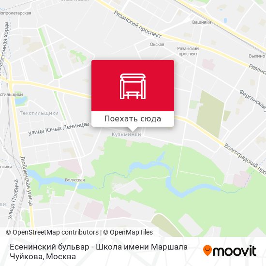Карта Есенинский бульвар - Школа имени Маршала Чуйкова
