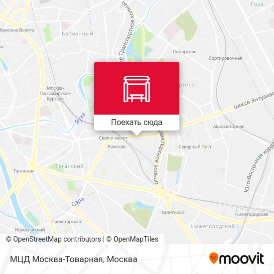 Карта МЦД Москва-Товарная