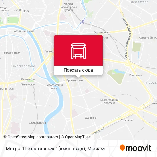 Карта Метро "Пролетарская" (южн. вход)