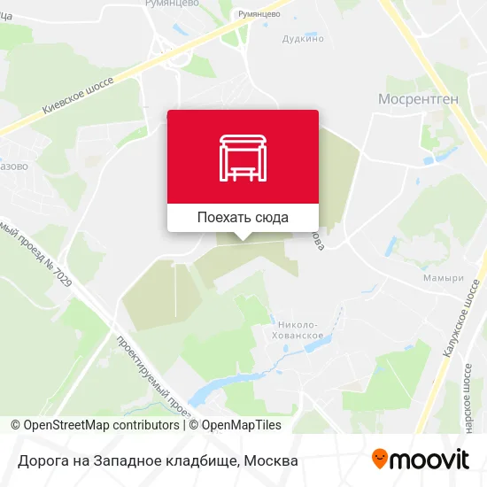 Карта Дорога на Западное кладбище