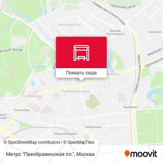 Карта Метро "Преображенская пл."