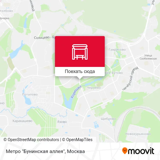 Карта Метро "Бунинская аллея"