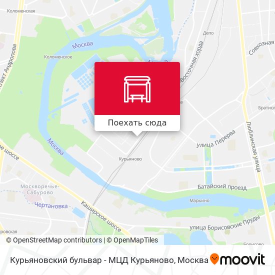 Карта Курьяновский бульвар - МЦД Курьяново