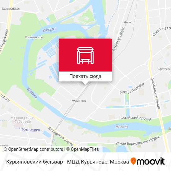 Карта Курьяновский бульвар - МЦД Курьяново