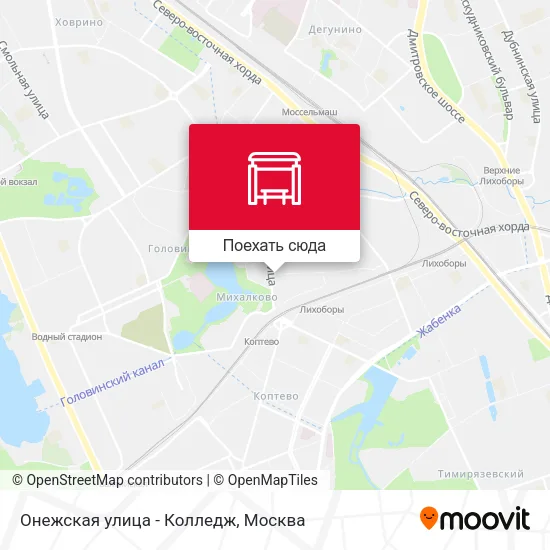 Карта Онежская улица - Колледж