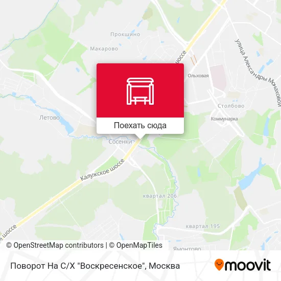 Карта Поворот На С/Х "Воскресенское"
