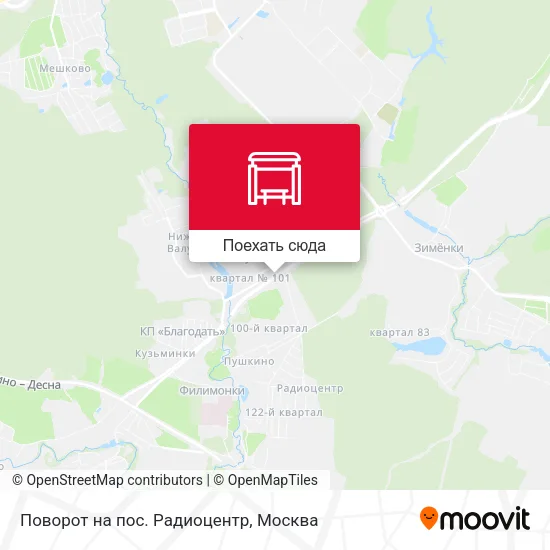 Карта Поворот на пос. Радиоцентр