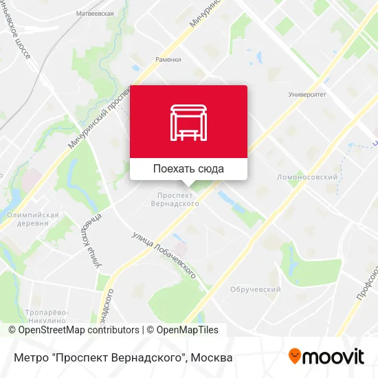 Карта Метро "Проспект Вернадского"