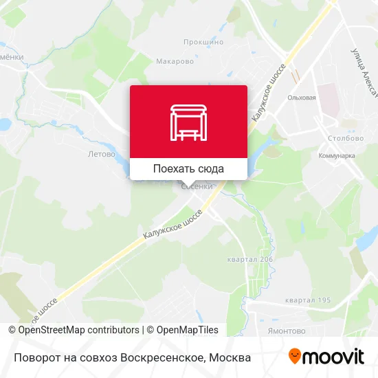 Карта Поворот на совхоз Воскресенское