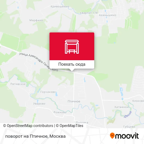 Карта поворот на Птичное
