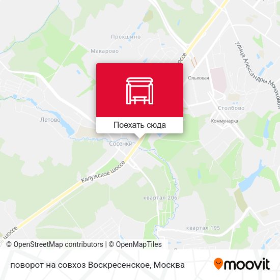 Карта поворот на совхоз Воскресенское