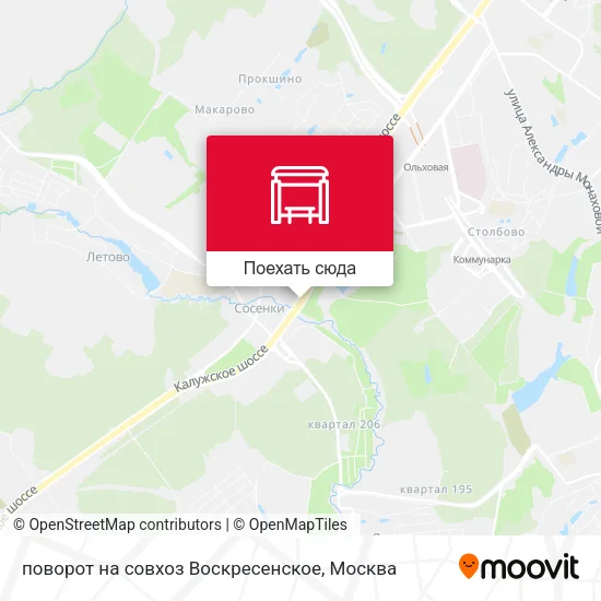 Карта поворот на совхоз Воскресенское