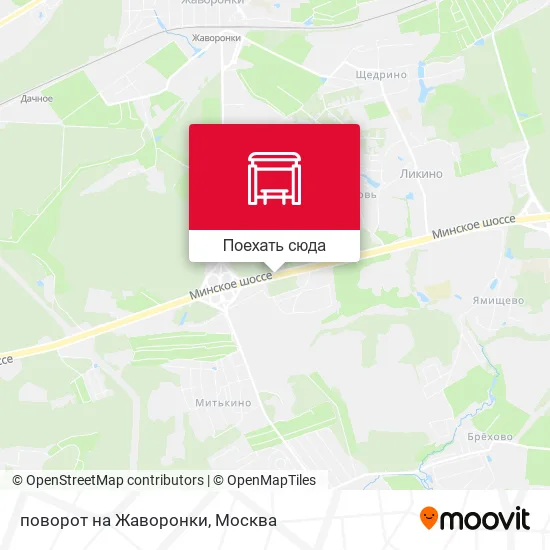 Карта поворот на Жаворонки