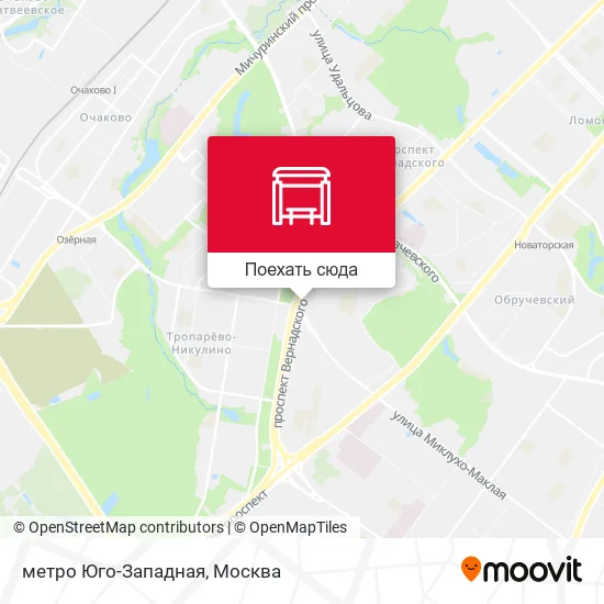 Карта метро Юго-Западная