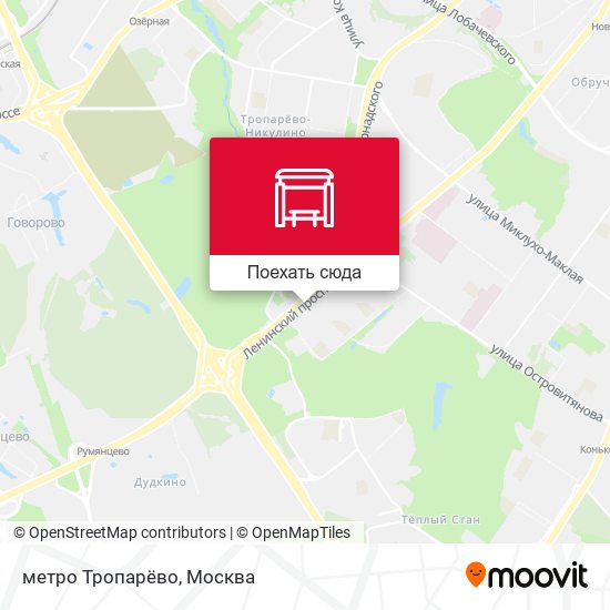Карта метро Тропарёво