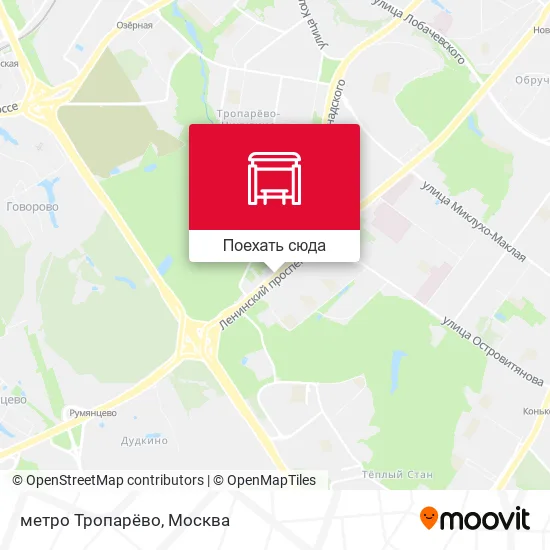 Карта метро Тропарёво
