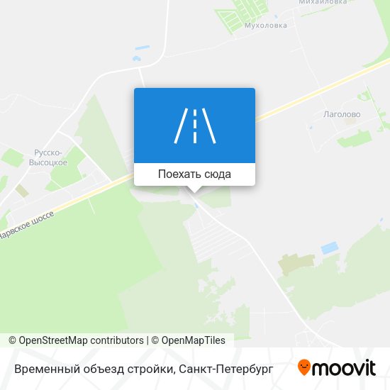 Карта Временный объезд стройки