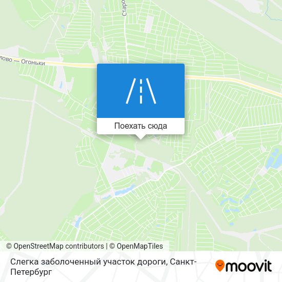 Карта Слегка заболоченный участок дороги