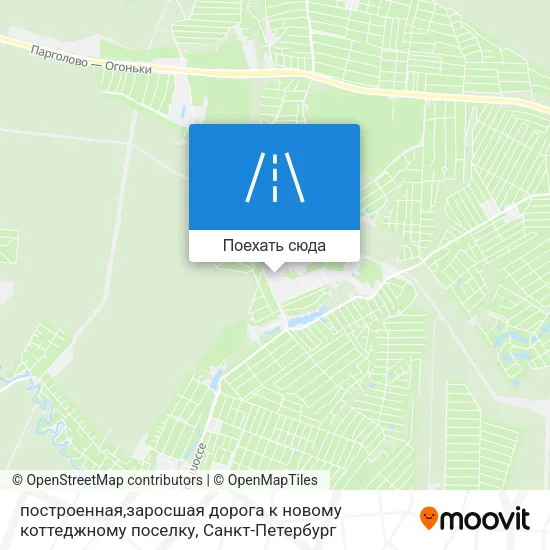 Карта построенная,заросшая дорога к новому коттеджному поселку