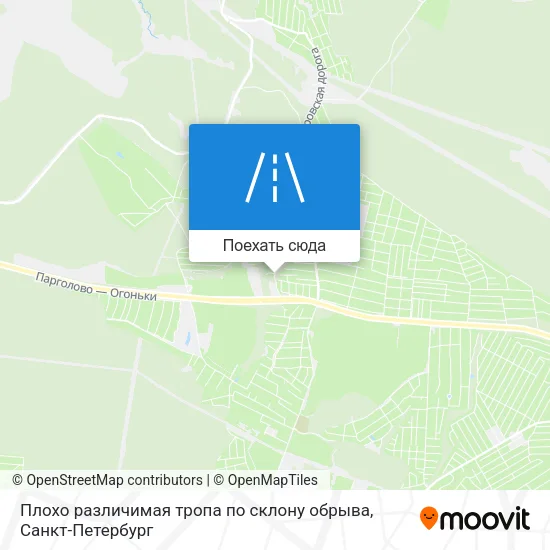 Карта Плохо различимая тропа по склону обрыва
