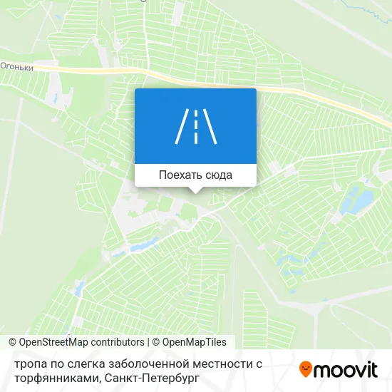 Карта тропа по слегка заболоченной местности с торфянниками