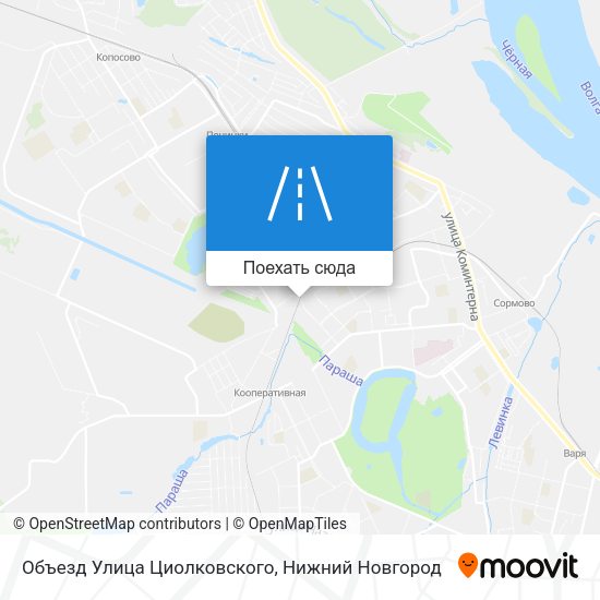 Карта Объезд Улица Циолковского