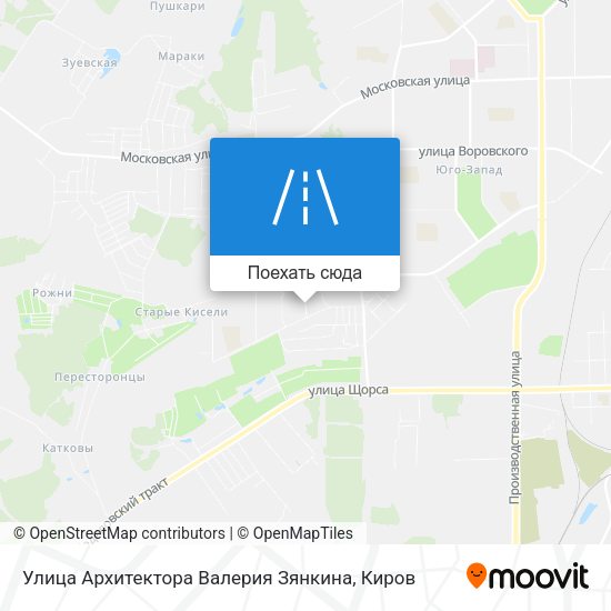Карта Улица Архитектора Валерия Зянкина