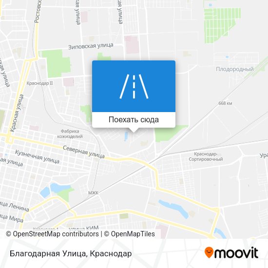 Карта Благодарная Улица
