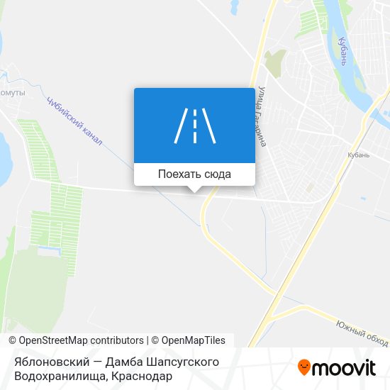Карта Яблоновский — Дамба Шапсугского Водохранилища