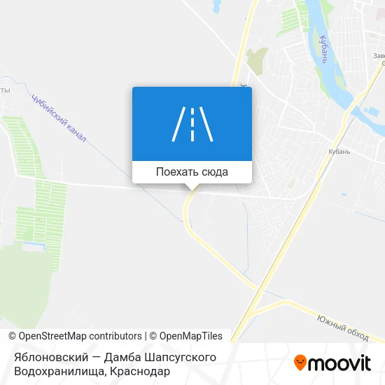 Карта Яблоновский — Дамба Шапсугского Водохранилища