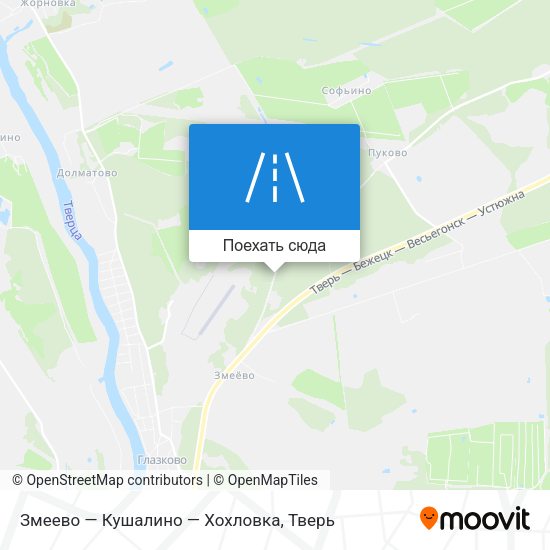 Карта Змеево — Кушалино — Хохловка