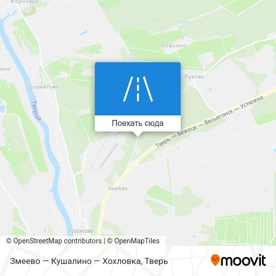 Карта Змеево — Кушалино — Хохловка