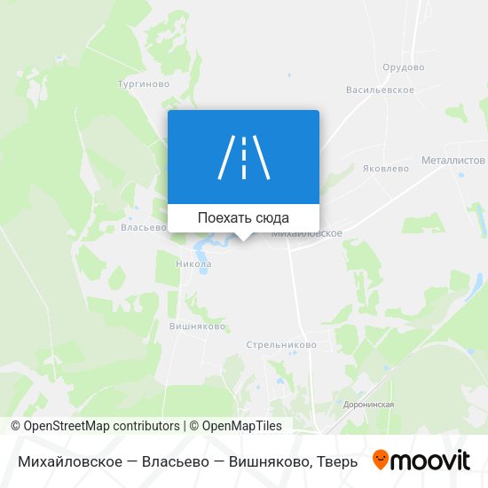 Карта Михайловское — Власьево — Вишняково